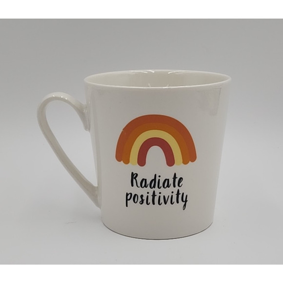 Exclusive ORLY MAISON  Mug – "Radiate Positivity" Beige Glazed with Rainbow - Picture 1 of 5